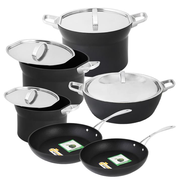 سرویس پخت و پز 10 پارچه گرین تک مدل Germany M TWO کد A1 GreenTech Germany M TWO A1 Cookware Set 10 Pcs